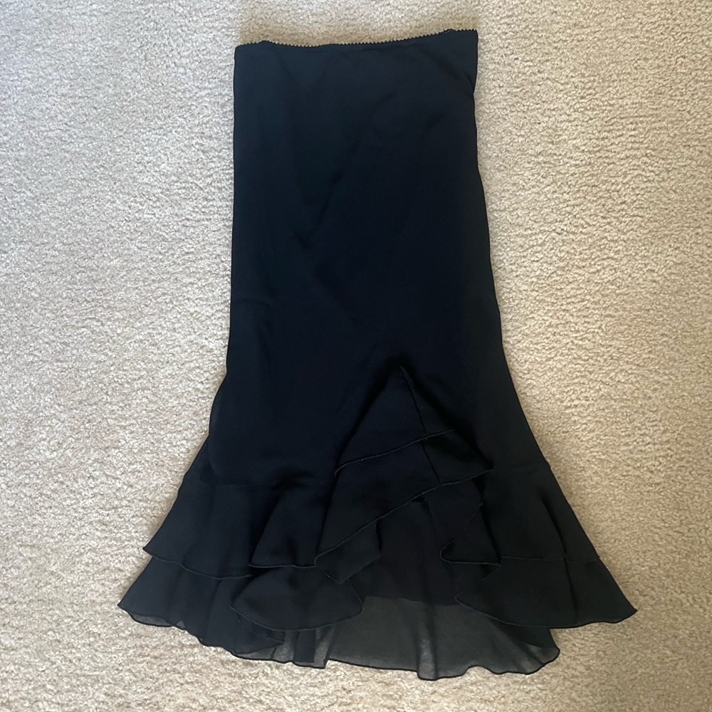 Anna Black Midi Skirt with Ruffle Hem